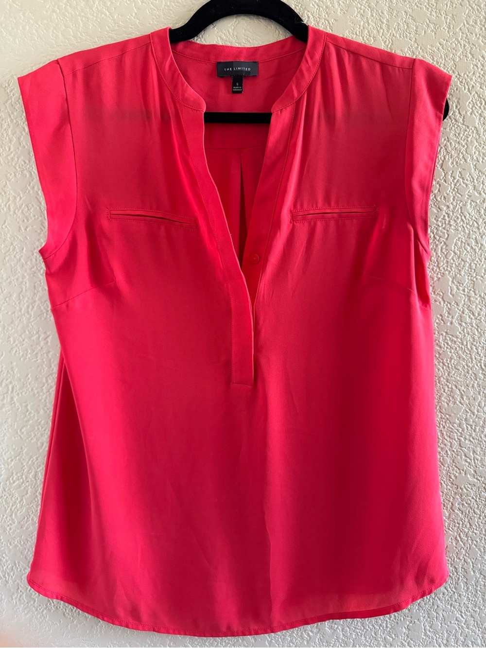 Lane Bryant Hot Pink Split V-Neck Cap Sleeve Blouse